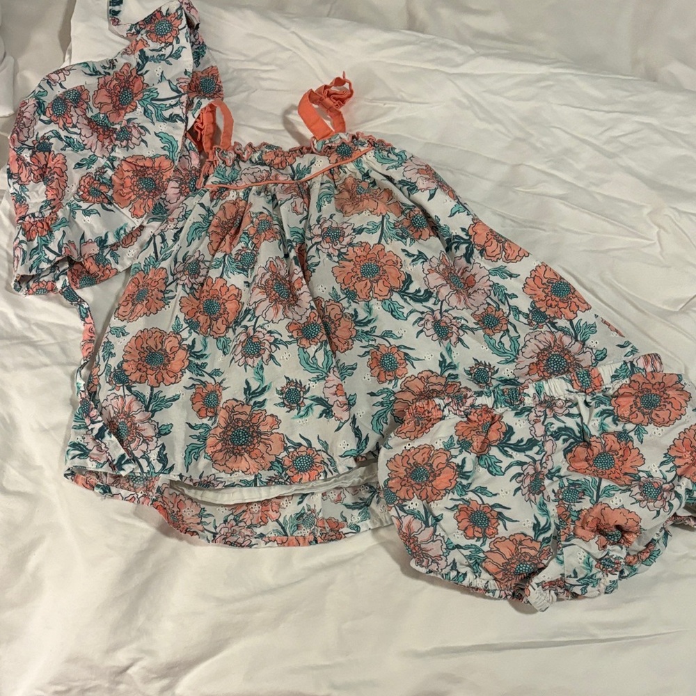 Shabby Chic Orange and Green Floral Baby Set